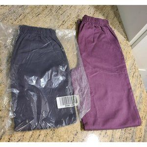 D. & Co. Denim Company Stretch Pants XXSMALL Elastic Waist. 2 Pair  NEW